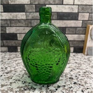 Vintage Wheaton Green Carnival Glass Bottle
